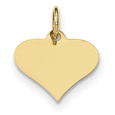 10K Gold Engravable Heart Charm Classic Elegant Design